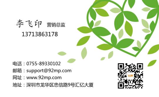 绿叶点缀名片设计模板下载